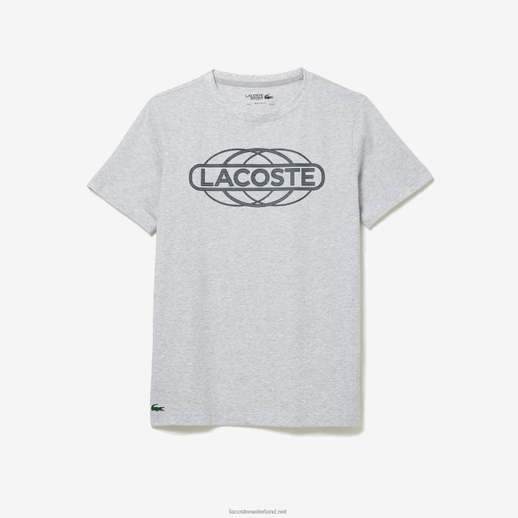 Lacoste sport T-shirt van biologische jersey 0828H695 grijze chine ca Heren