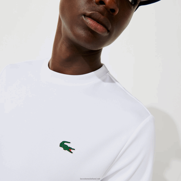 Lacoste sport ademend piqué t-shirt 0828H671 wit 001 Heren