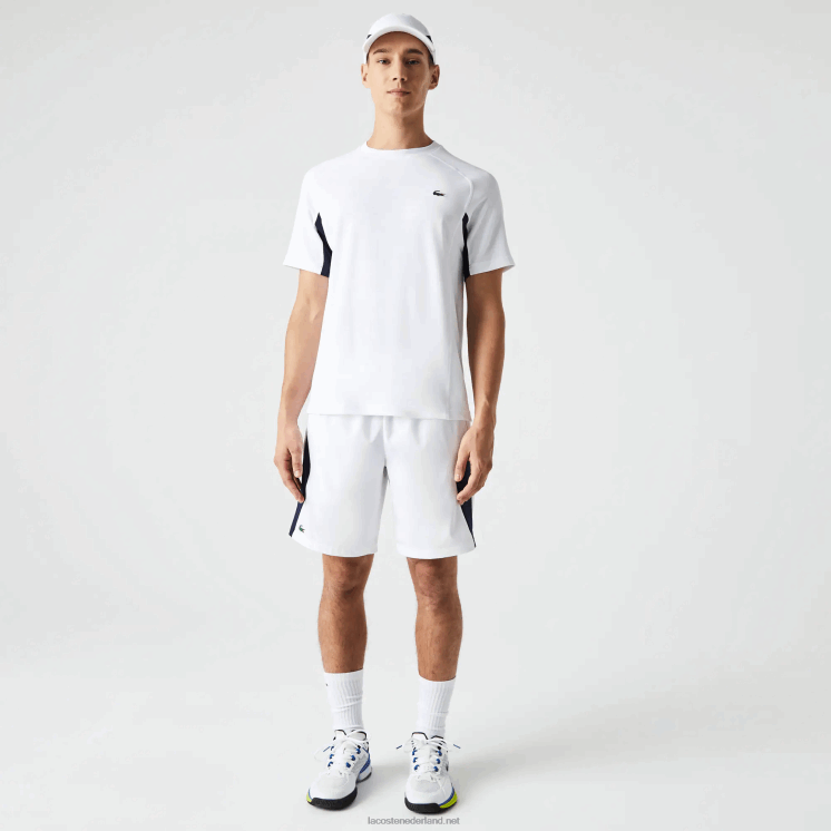 Lacoste sport color-block ultra-dry piqué tennis t-shirt 0828H583 wit marineblauw wit y2u Heren