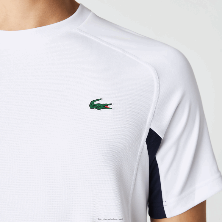 Lacoste sport color-block ultra-dry piqué tennis t-shirt 0828H583 wit marineblauw wit y2u Heren