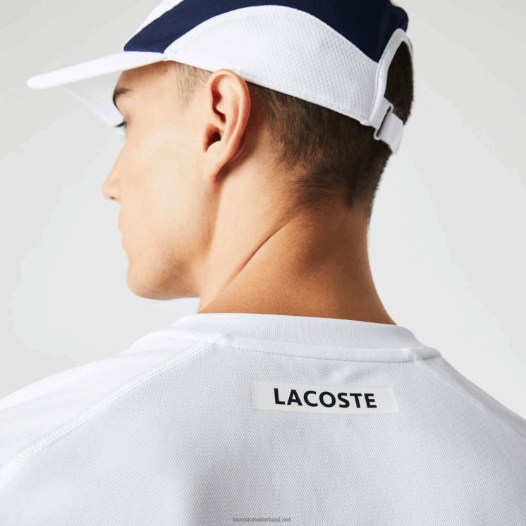 Lacoste sport color-block ultra-dry piqué tennis t-shirt 0828H583 wit marineblauw wit y2u Heren