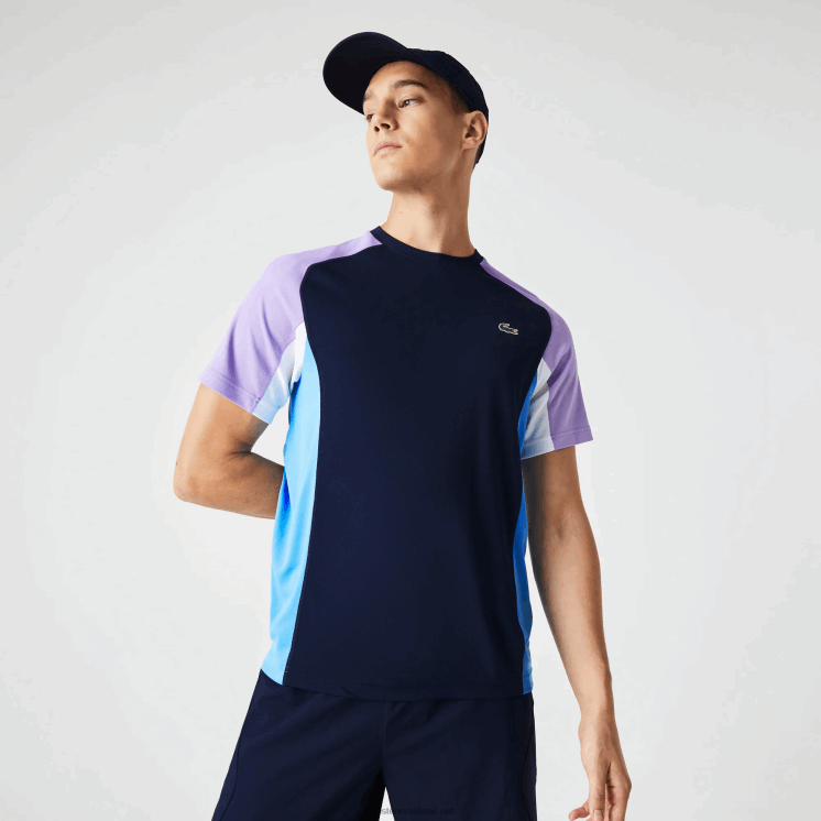 Lacoste sport color-block ultra-dry piqué tennis t-shirt 0828H584 marineblauw paars wit blauw 5xj Heren