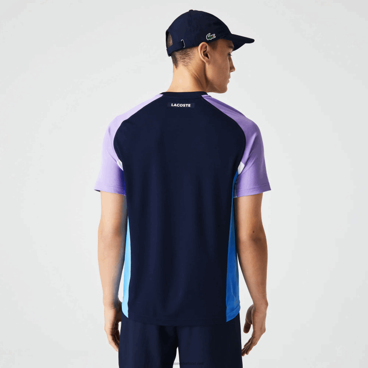 Lacoste sport color-block ultra-dry piqué tennis t-shirt 0828H584 marineblauw paars wit blauw 5xj Heren