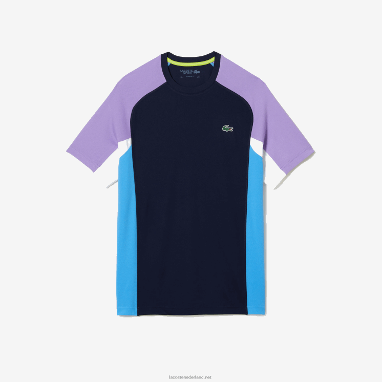 Lacoste sport color-block ultra-dry piqué tennis t-shirt 0828H584 marineblauw paars wit blauw 5xj Heren