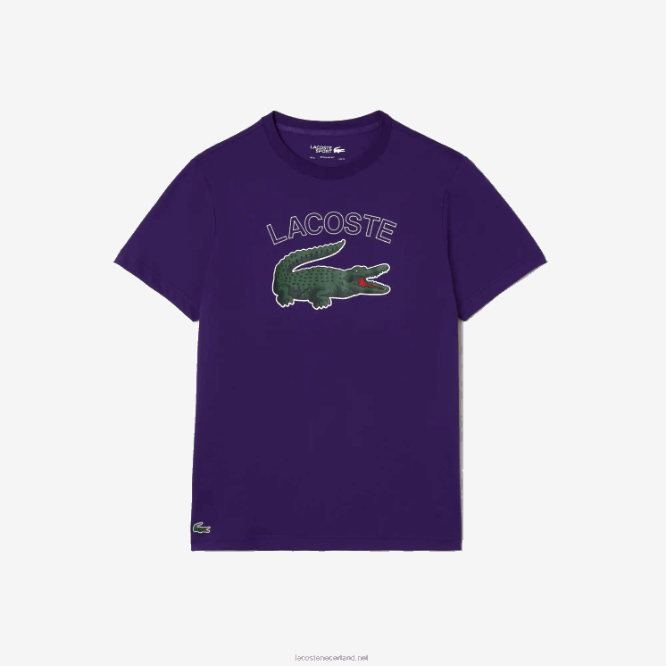Lacoste sport jersey t-shirt met krokodillenprint 0828H839 paarse pfn Heren
