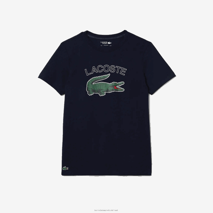 Lacoste sport jersey t-shirt met krokodillenprint 0828H840 marineblauw 166 Heren