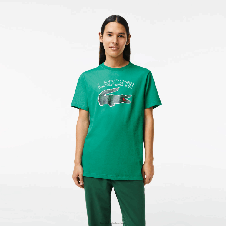 Lacoste sport jersey t-shirt met krokodillenprint 0828H842 groene hd2 Heren