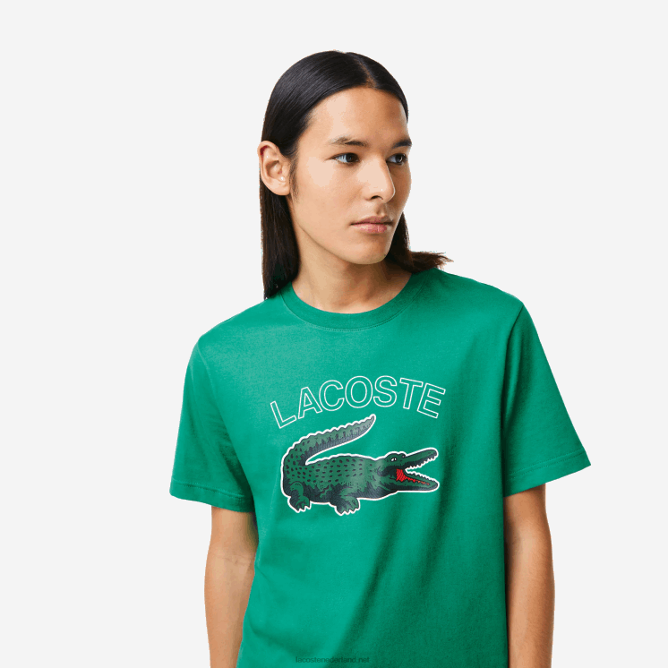 Lacoste sport jersey t-shirt met krokodillenprint 0828H842 groene hd2 Heren