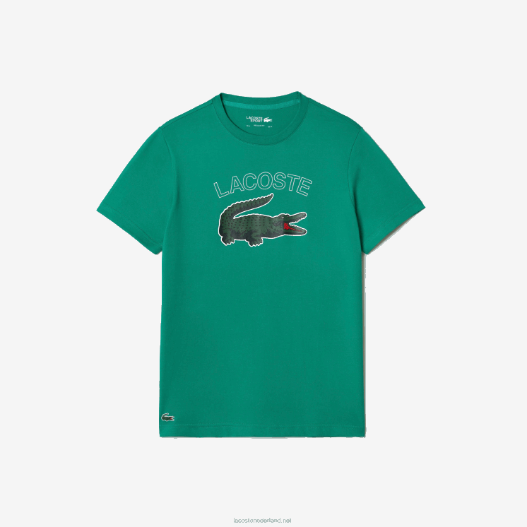Lacoste sport jersey t-shirt met krokodillenprint 0828H842 groene hd2 Heren