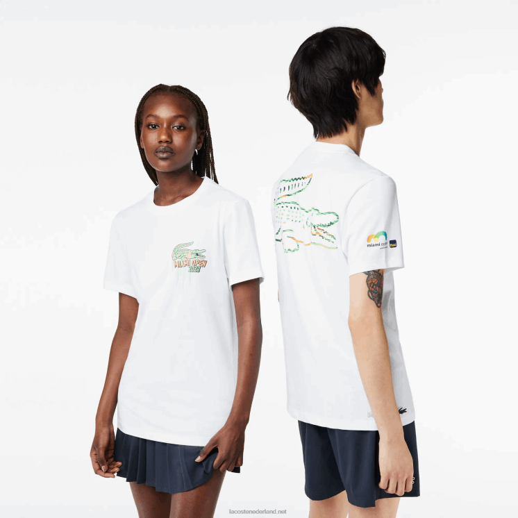 Lacoste sport miami open editie t-shirt 0828H215 wit 001 Heren