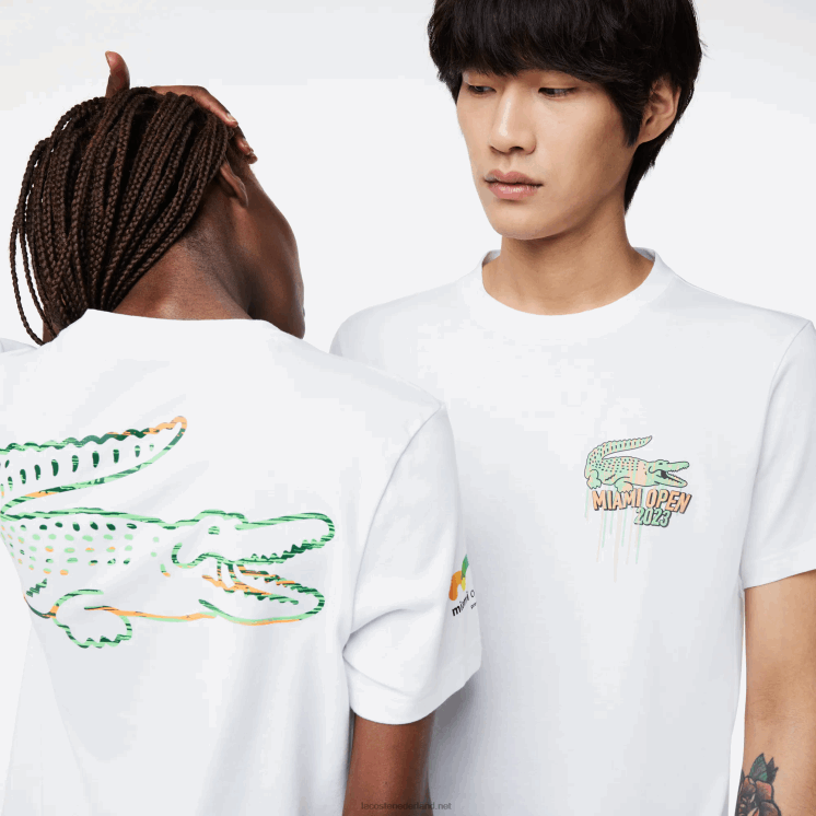 Lacoste sport miami open editie t-shirt 0828H215 wit 001 Heren