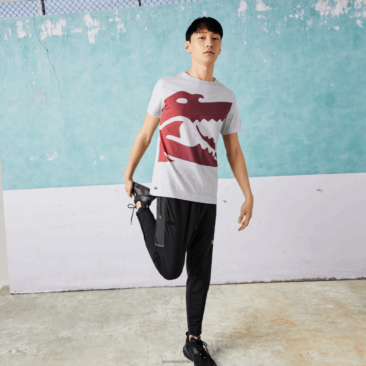Lacoste sport novak djokovic croco biologisch katoenen t-shirt 0828H871 grijze chine ca Heren