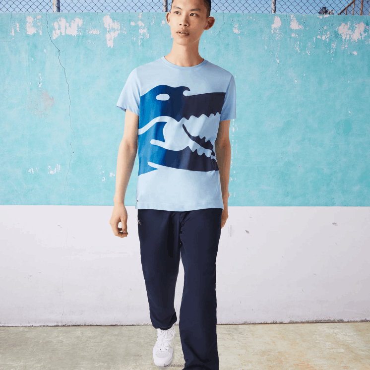 Lacoste sport novak djokovic croco biologisch katoenen t-shirt 0828H872 blauwe hbp Heren