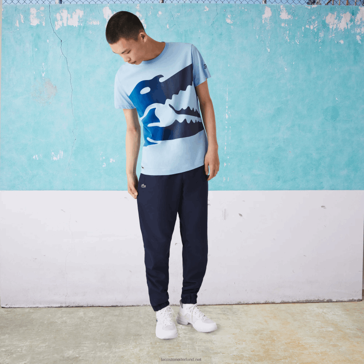 Lacoste sport novak djokovic croco biologisch katoenen t-shirt 0828H872 blauwe hbp Heren