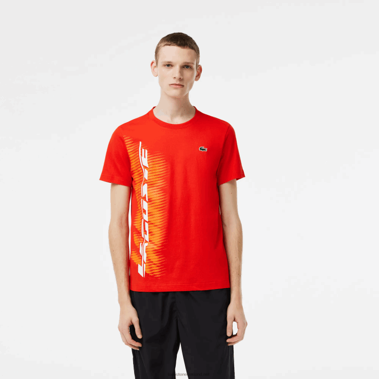Lacoste sport regular fit t-shirt met contrast branding 0828H222 rode s5h Heren