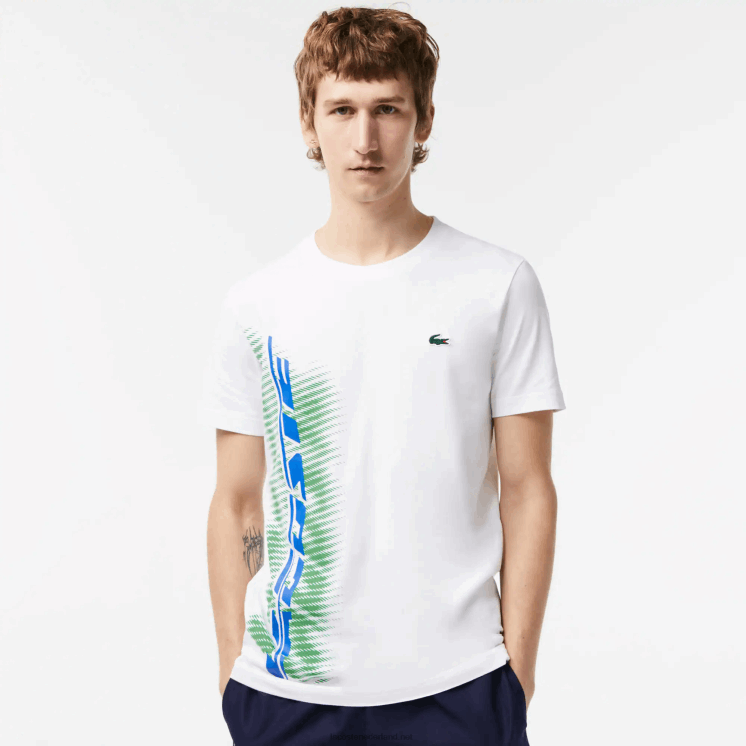 Lacoste sport regular fit t-shirt met contrast branding 0828H91 wit 001 Heren