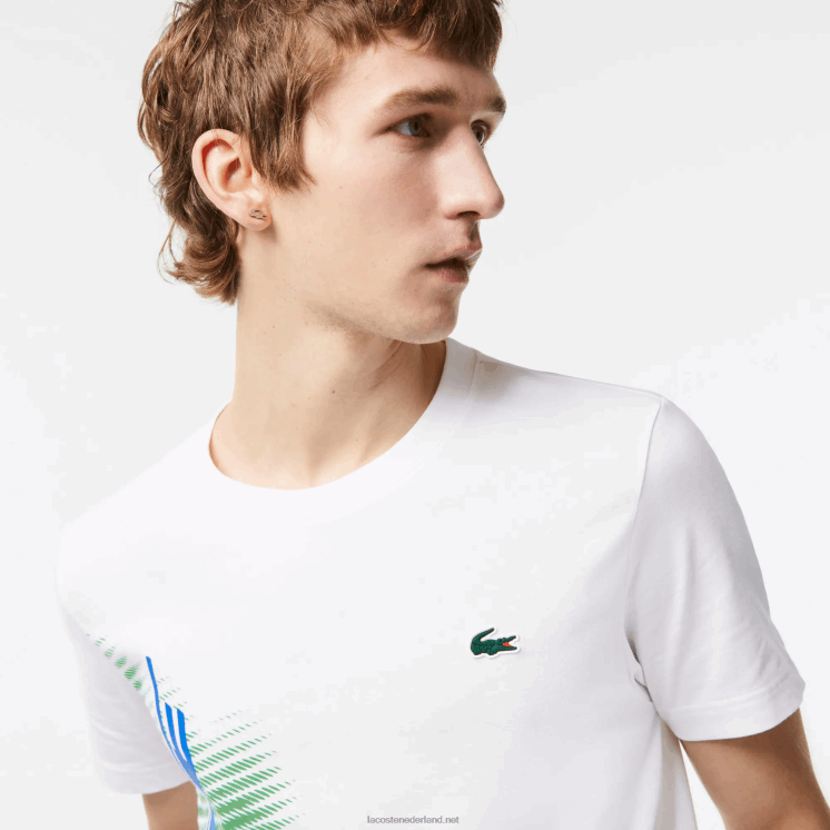 Lacoste sport regular fit t-shirt met contrast branding 0828H91 wit 001 Heren