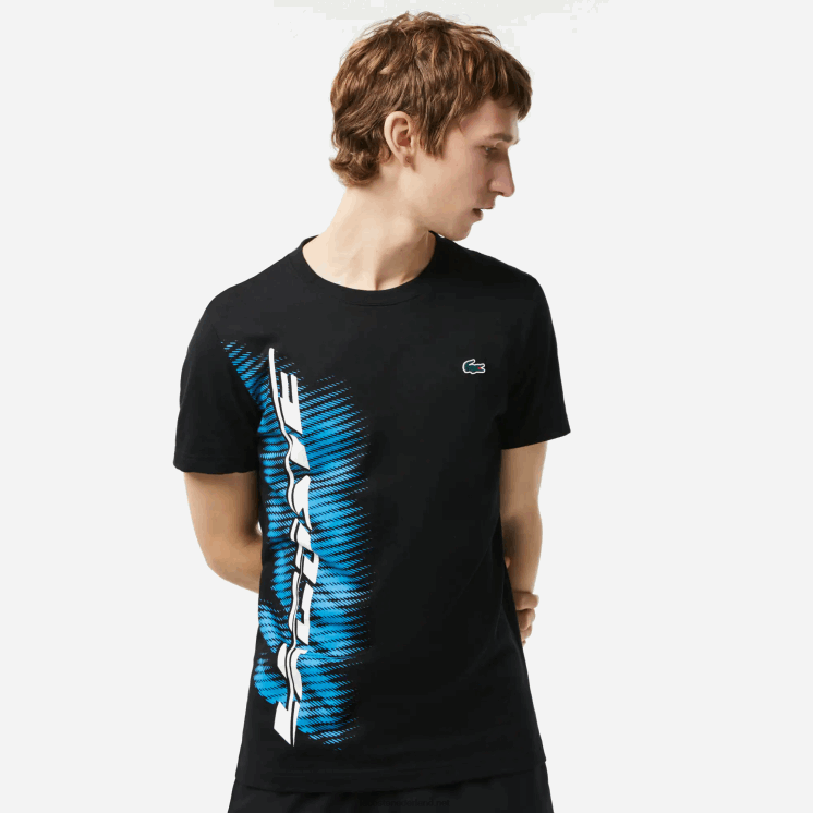 Lacoste sport regular fit t-shirt met contrast branding 0828H92 zwart 031 Heren