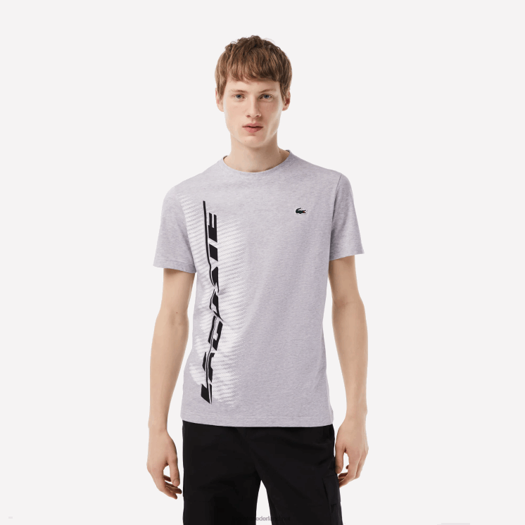 Lacoste sport regular fit t-shirt met contrast branding 0828H94 grijze chine ca Heren