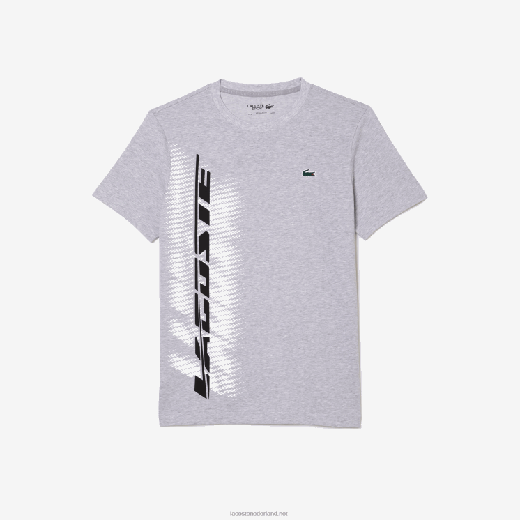 Lacoste sport regular fit t-shirt met contrast branding 0828H94 grijze chine ca Heren