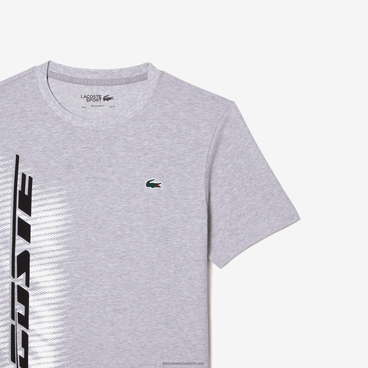 Lacoste sport regular fit t-shirt met contrast branding 0828H94 grijze chine ca Heren
