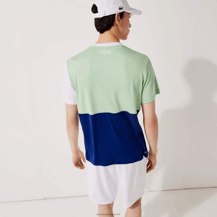 Lacoste sport tricolor ademend licht piqué t-shirt 0828H908 wit groen marineblauw wit cmn Heren