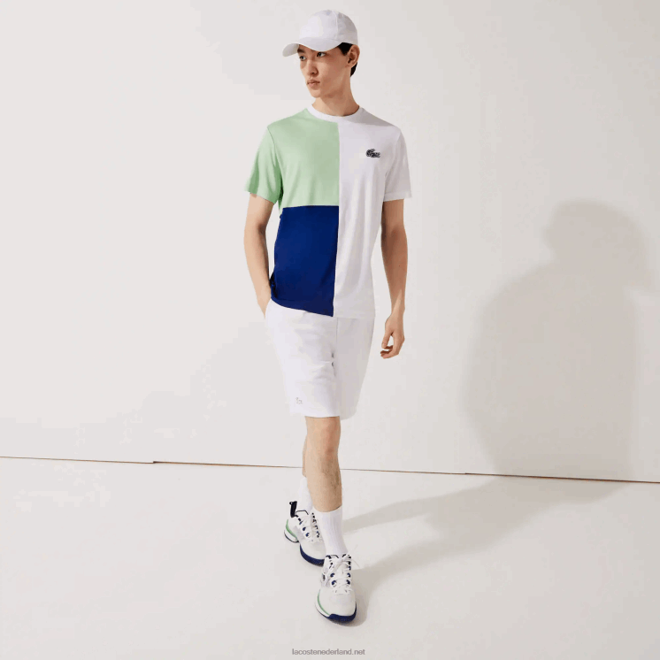 Lacoste sport tricolor ademend licht piqué t-shirt 0828H908 wit groen marineblauw wit cmn Heren