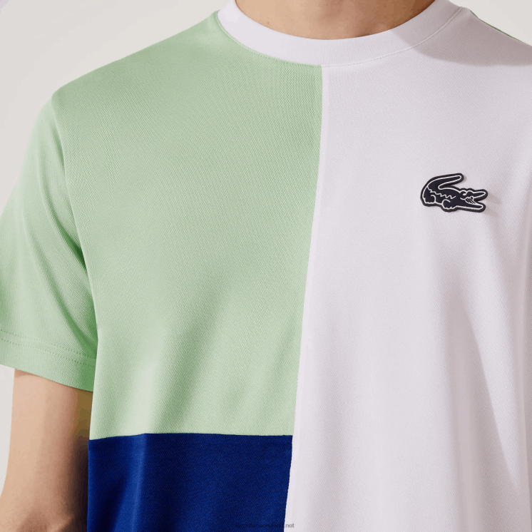 Lacoste sport tricolor ademend licht piqué t-shirt 0828H908 wit groen marineblauw wit cmn Heren