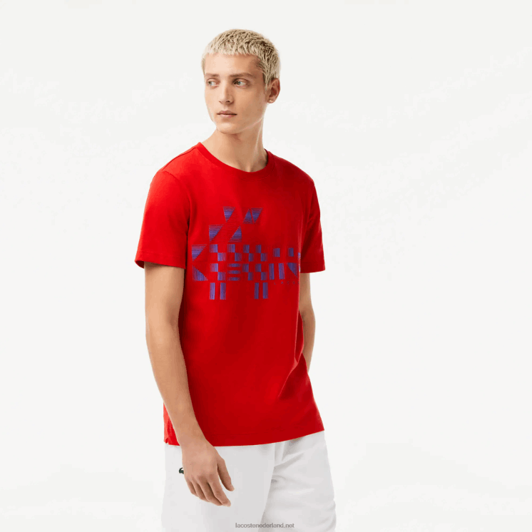 Lacoste sport x novak djokovic bedrukt t-shirt 0828H604 rood 240 Heren