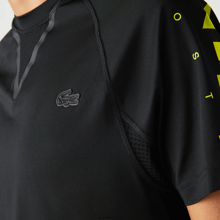 Lacoste sportief T-shirt van stretchjersey 0828H828 zwart geel 9y2 Heren