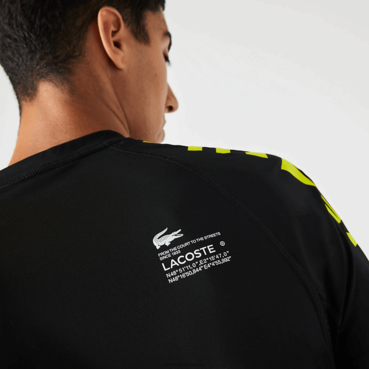 Lacoste sportief T-shirt van stretchjersey 0828H828 zwart geel 9y2 Heren