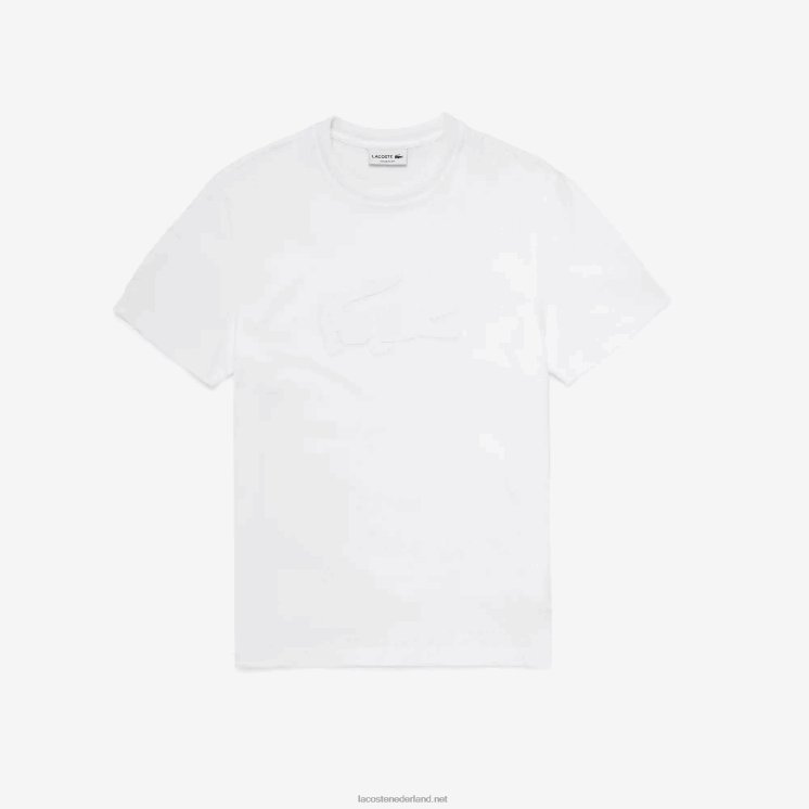 Lacoste sportief ademend T-shirt met print 0828H628 wit 001 Heren
