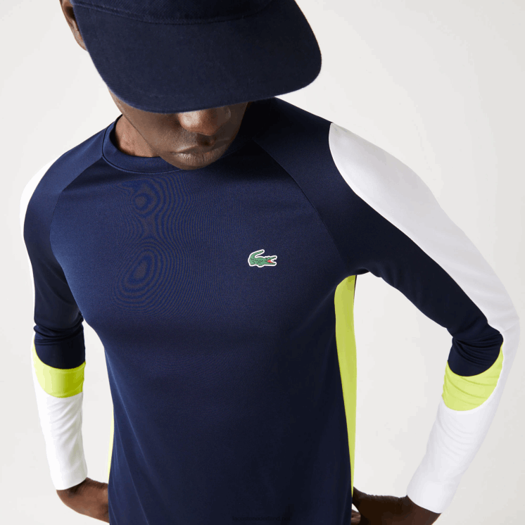 Lacoste sporttennis t-shirt 0828H754 marineblauw geel wit 692 Heren