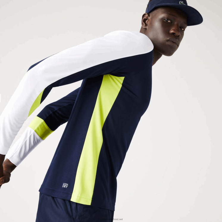 Lacoste sporttennis t-shirt 0828H754 marineblauw geel wit 692 Heren