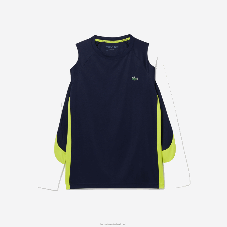 Lacoste sporttennis t-shirt 0828H754 marineblauw geel wit 692 Heren