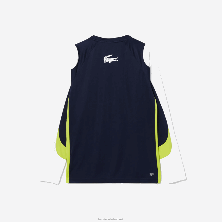Lacoste sporttennis t-shirt 0828H754 marineblauw geel wit 692 Heren
