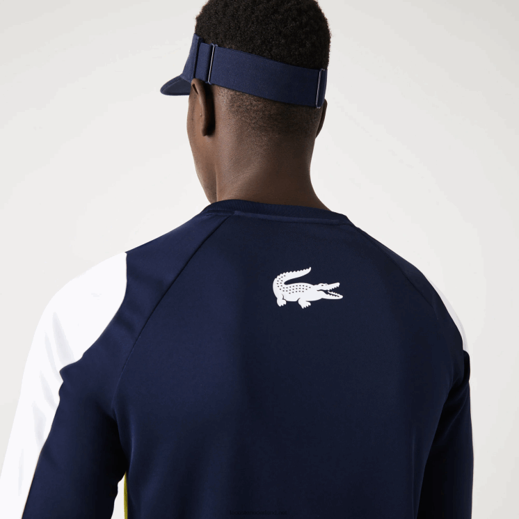 Lacoste sporttennis t-shirt 0828H754 marineblauw geel wit 692 Heren