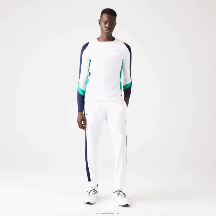 Lacoste sporttennis t-shirt 0828H755 wit groen marineblauw yh9 Heren