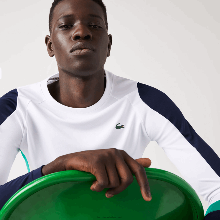 Lacoste sporttennis t-shirt 0828H755 wit groen marineblauw yh9 Heren