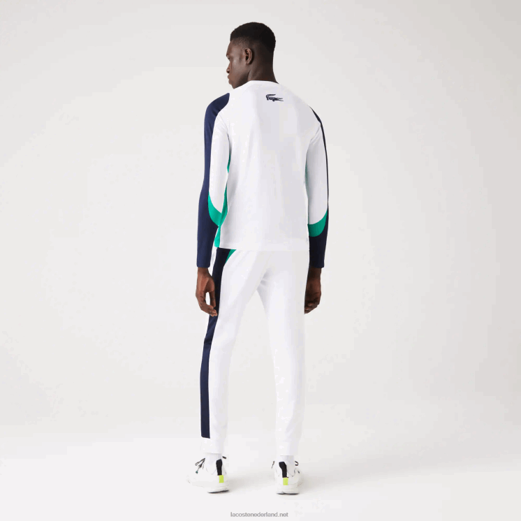 Lacoste sporttennis t-shirt 0828H755 wit groen marineblauw yh9 Heren