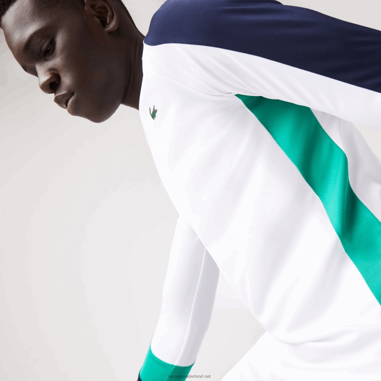 Lacoste sporttennis t-shirt 0828H755 wit groen marineblauw yh9 Heren