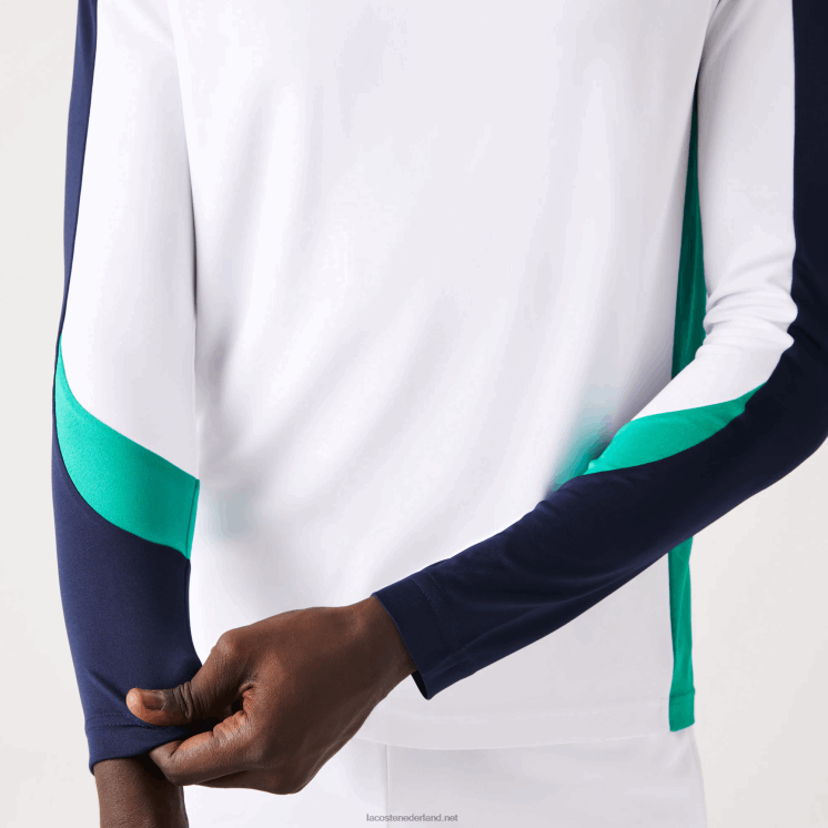 Lacoste sporttennis t-shirt 0828H755 wit groen marineblauw yh9 Heren