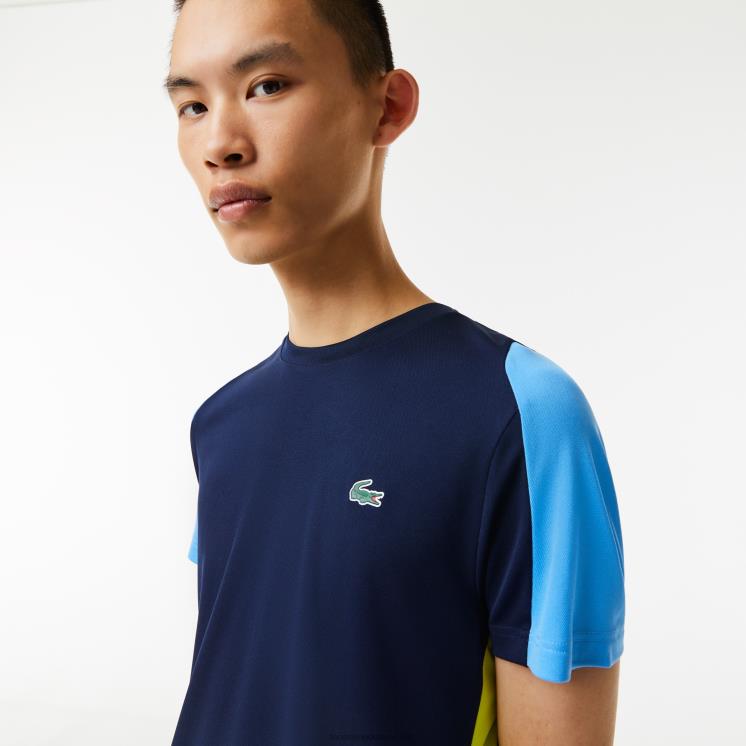 Lacoste tennis t-shirt met krokodillenprint 0828H586 marineblauw geel wit kl8 Heren