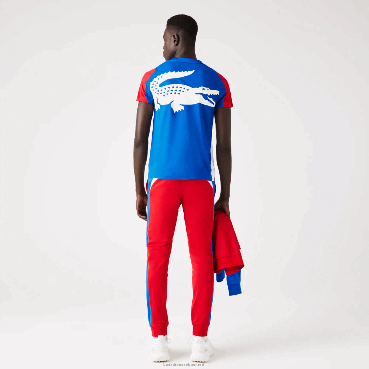 Lacoste tennis t-shirt met krokodillenprint 0828H587 blauw rood wit yh7 Heren