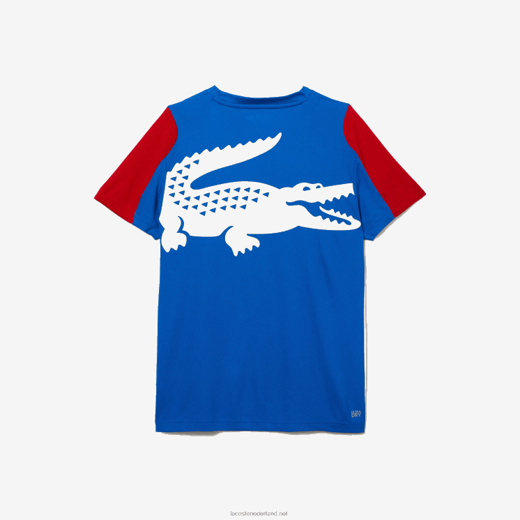 Lacoste tennis t-shirt met krokodillenprint 0828H587 blauw rood wit yh7 Heren