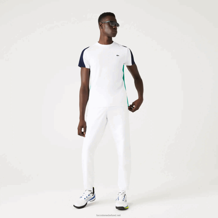 Lacoste tennis t-shirt met krokodillenprint 0828H588 wit groen marineblauw yh9 Heren
