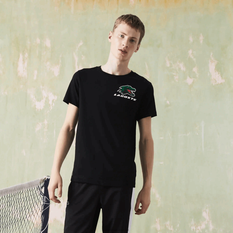 Lacoste tennis t-shirt met krokodillenprint 0828H682 zwart 031 Heren