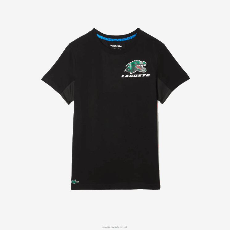 Lacoste tennis t-shirt met krokodillenprint 0828H682 zwart 031 Heren