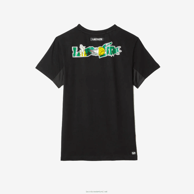 Lacoste tennis t-shirt met krokodillenprint 0828H682 zwart 031 Heren