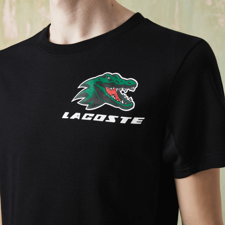 Lacoste tennis t-shirt met krokodillenprint 0828H682 zwart 031 Heren